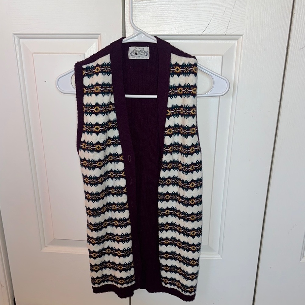 White and Purple Striped Cardigan Sweater